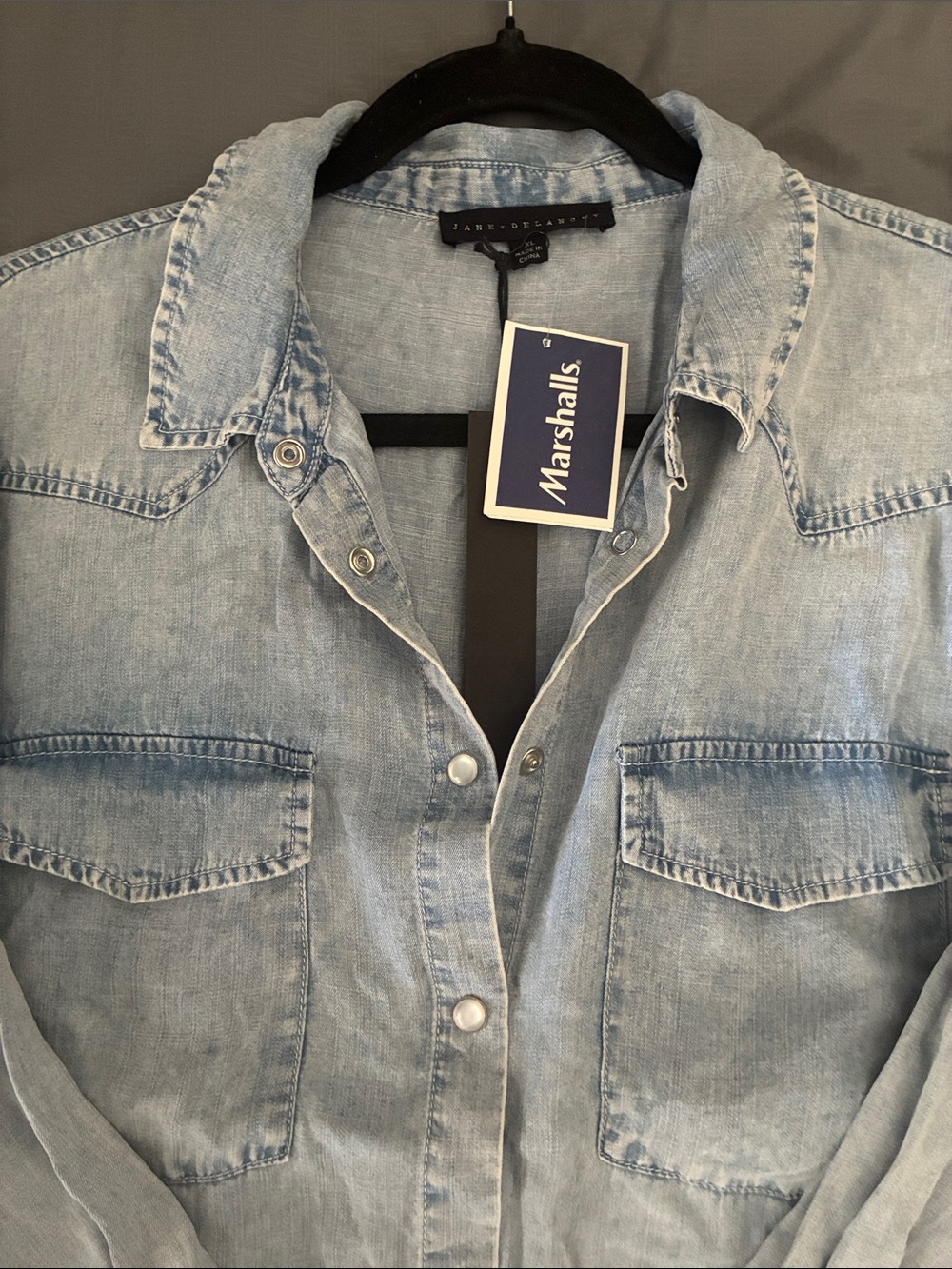 James Perse Light Blue Denim Western Button-Front Shirt